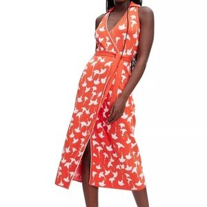 Diane Von Furstenberg Asymmetrical Orange and White Dress